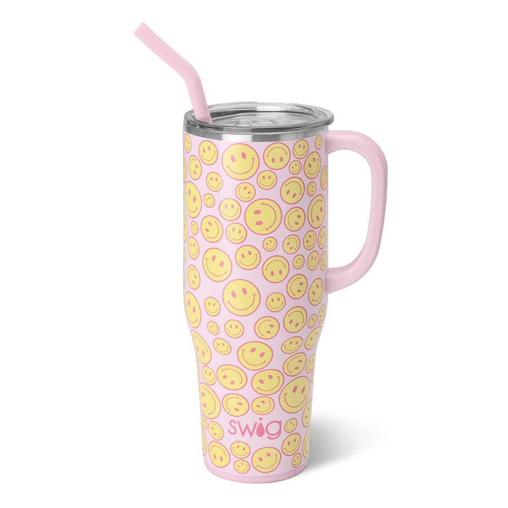 Oh Happy Day 40oz Mega Mug W/ Handle + Straw Swig Life Wholesale